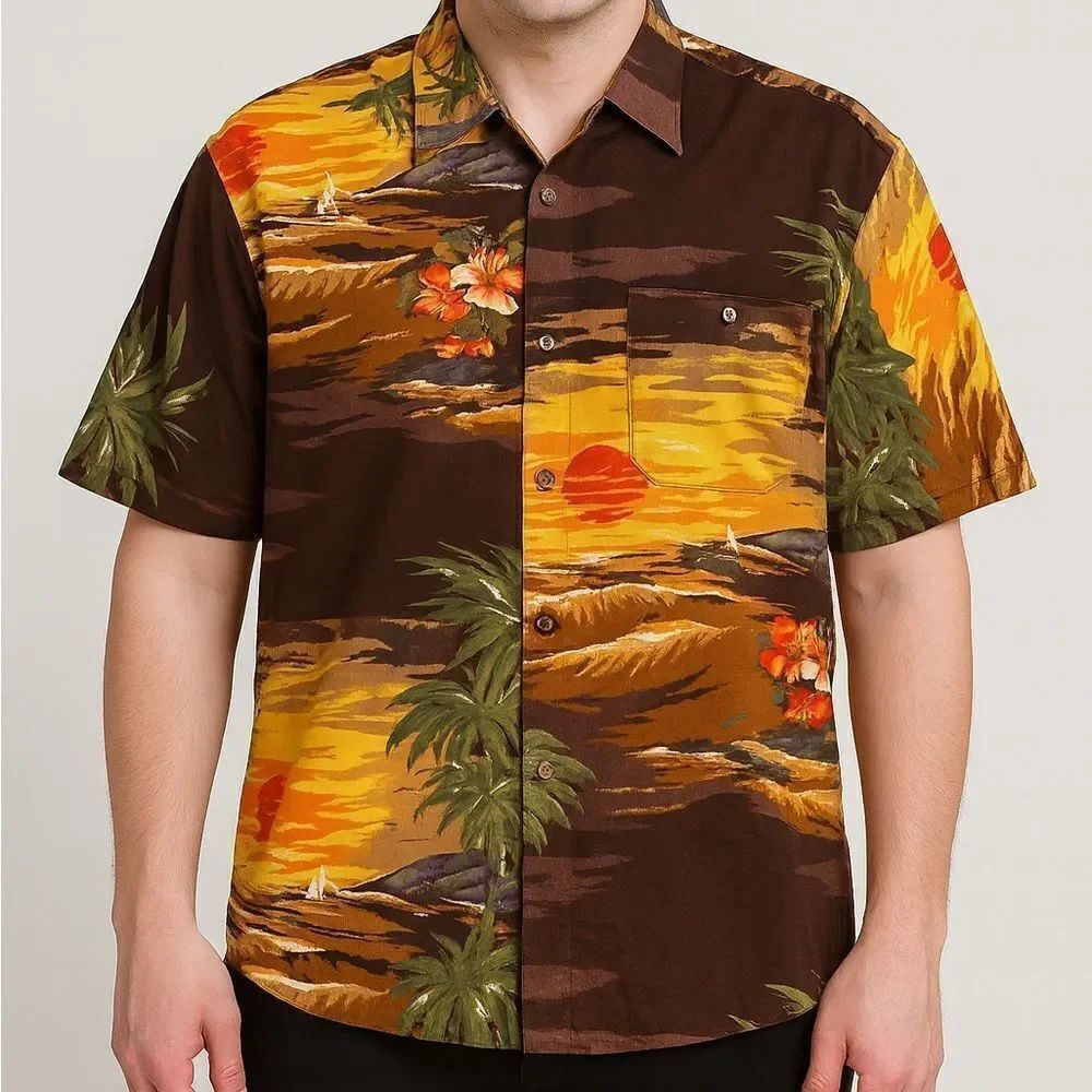 UNTIED 1980s Vintage Men’s Button Up Hawaiian Camp Shirt Size Medium